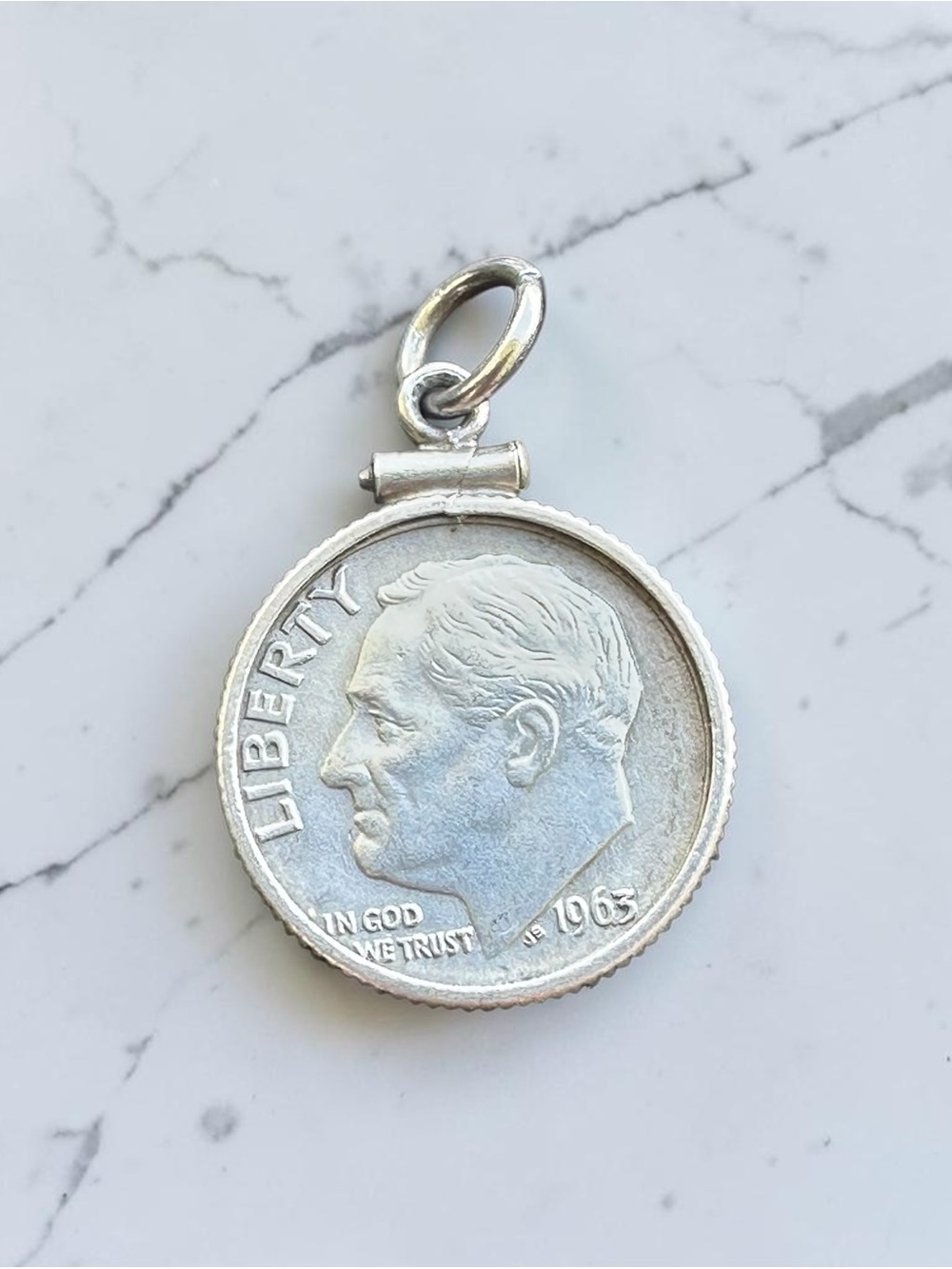1963 Silver US Dime Coin Pendant